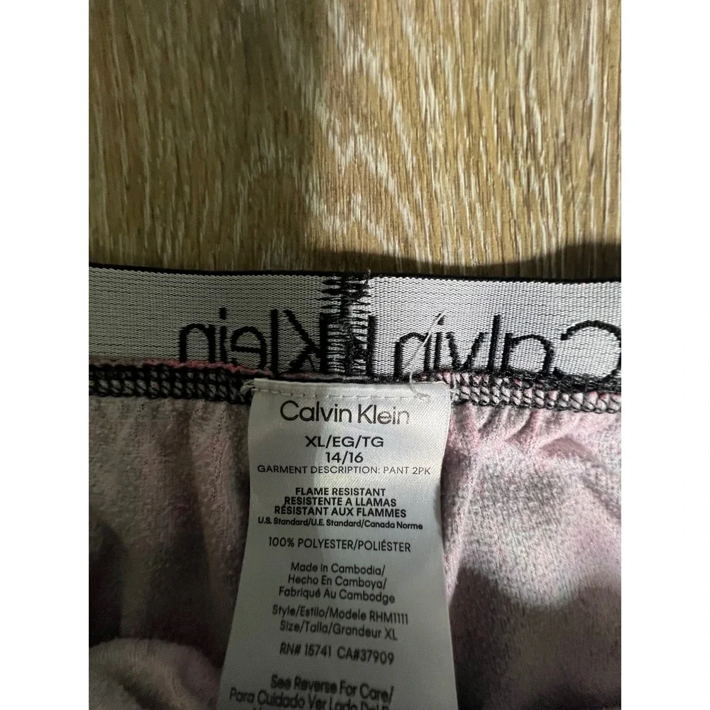 Calvin Klein Pajama Pants Boys XL 14/16 Red Black Plaid Excellent‎ Fleece Lounge